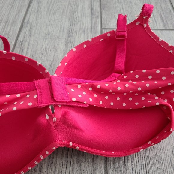 Victoria's Secret women's plunge bra pink with white polka dots size 34D - Picture 8 of 11